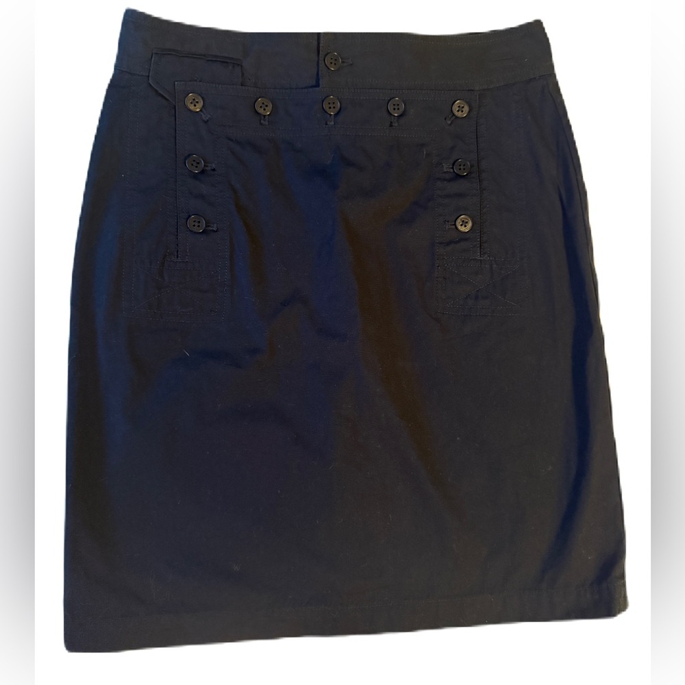 Lauren Ralph Lauren Cotton Cargo Button Black Pencil Skirt Lace Up Tie back SZ 4